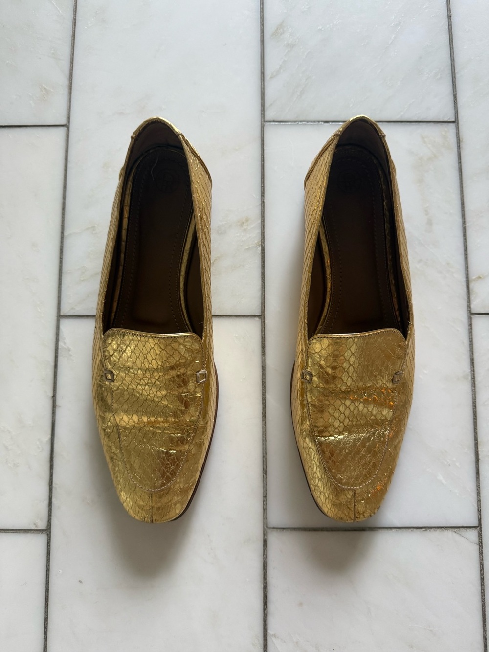 The Row -  Metallic Gold Slip-On Loafers for Women